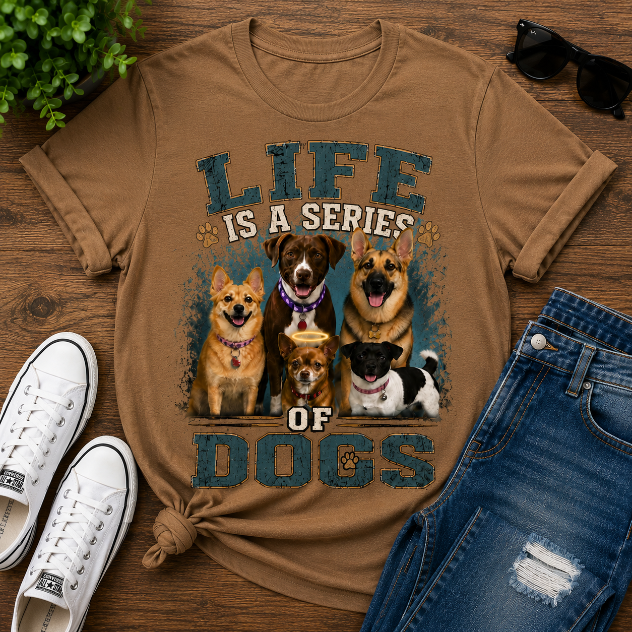 Life is a Series of Dogs Cotton Tee