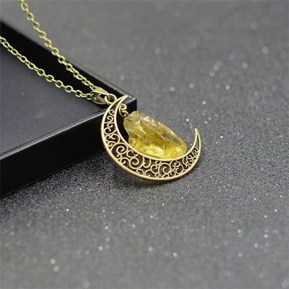 Handcrafted Minimalist Natural Stone Moon Necklace