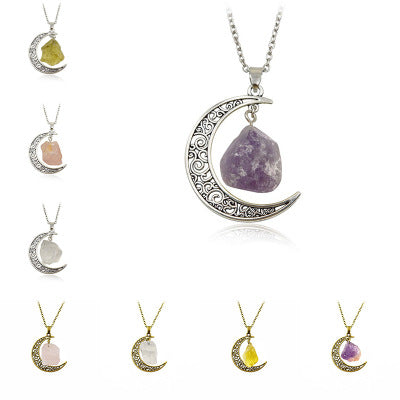Handcrafted Minimalist Natural Stone Moon Necklace