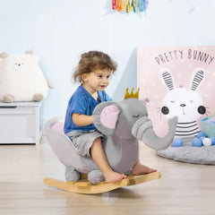 Baby Elephant Wooden Rocking Chair