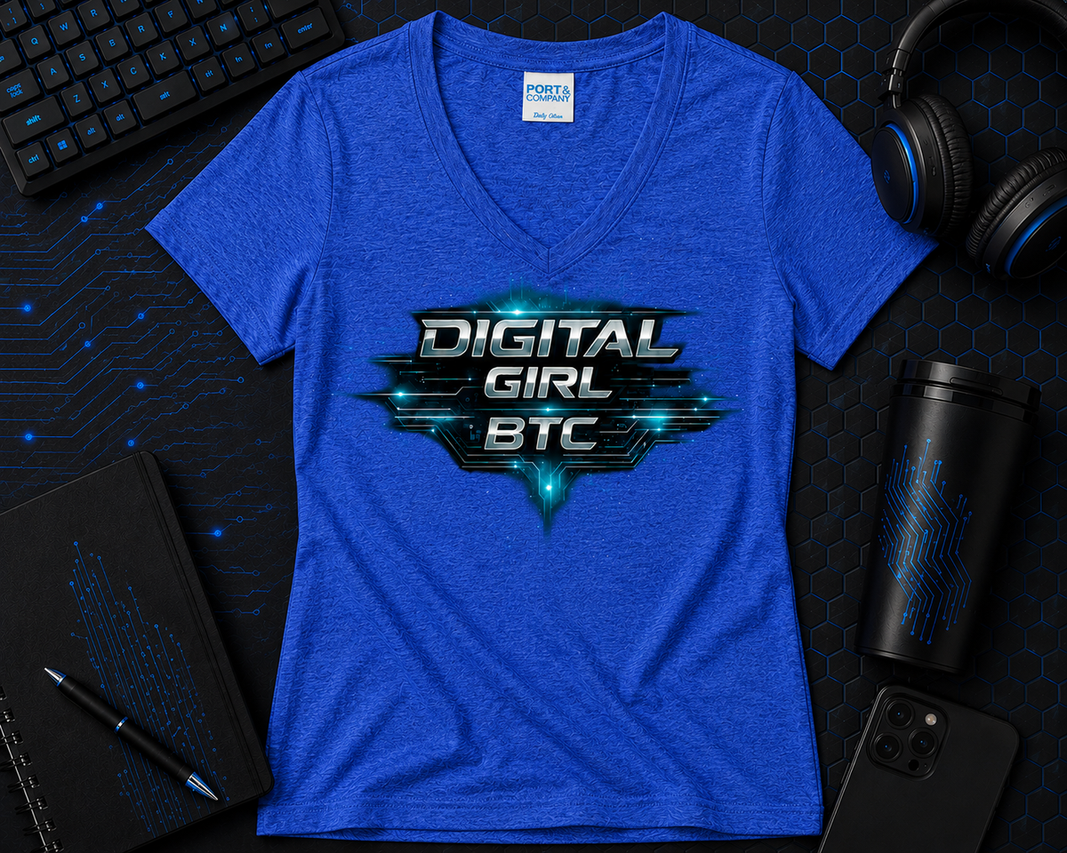 Digital Girl V-neck  Cotton Tee