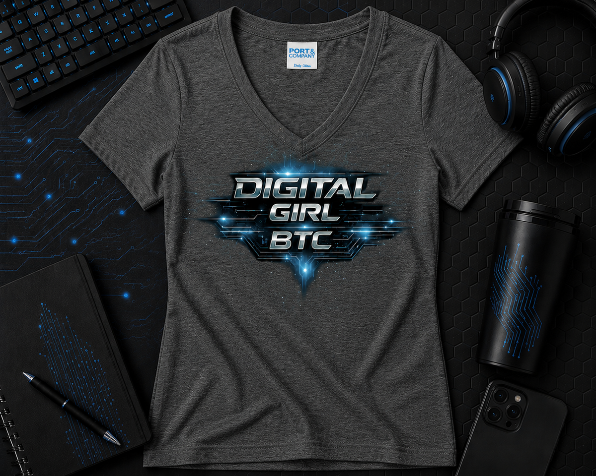 Digital Girl V-neck  Cotton Tee