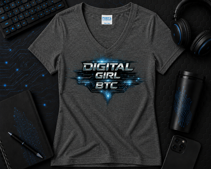 Digital Girl V-neck  Cotton Tee