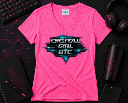 Digital Girl V-neck  Cotton Tee