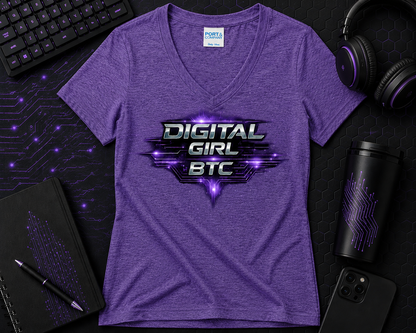 Digital Girl V-neck  Cotton Tee