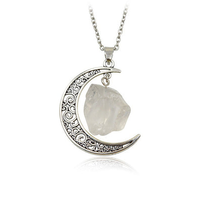 Handcrafted Minimalist Natural Stone Moon Necklace