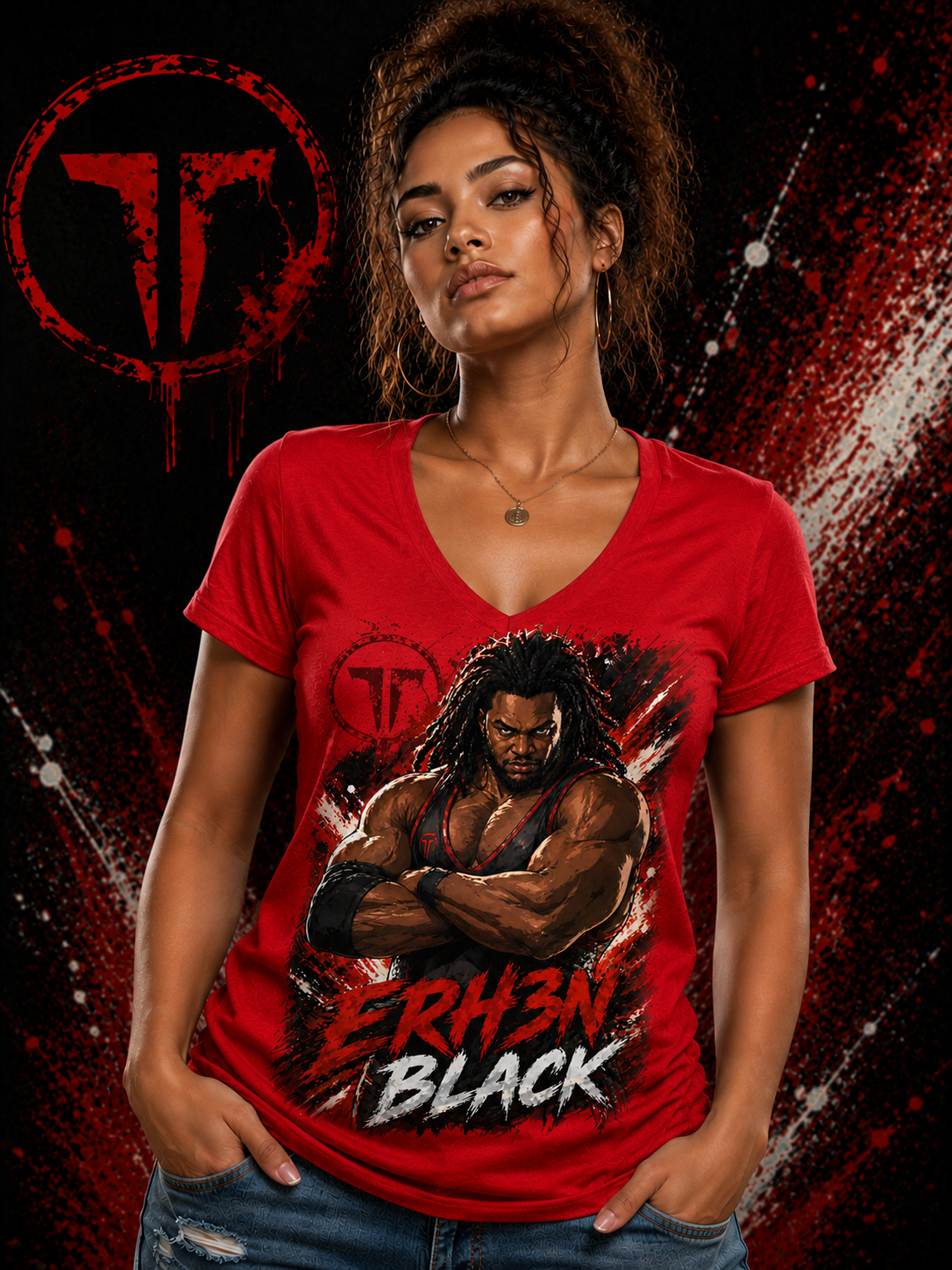 Ehr3n Black V-neck