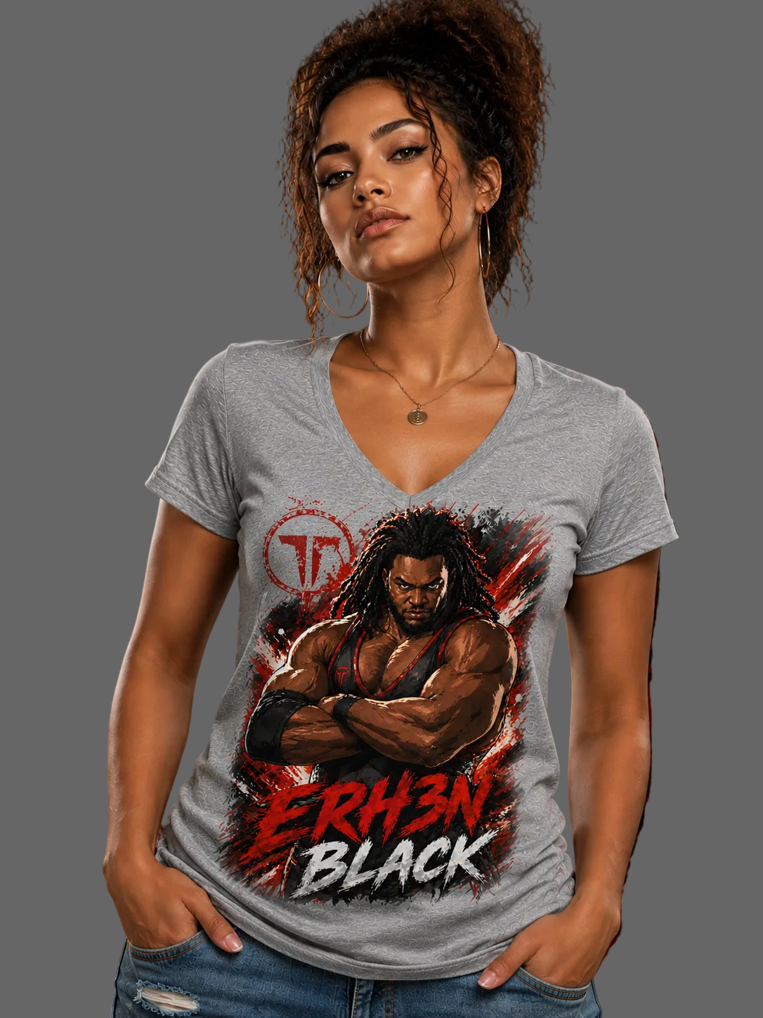 Ehr3n Black V-neck