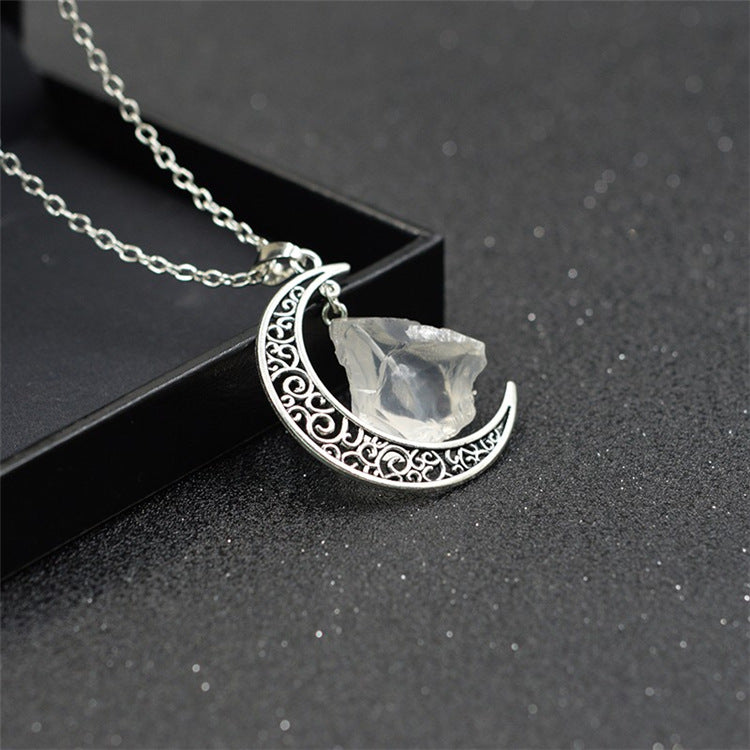 Handcrafted Minimalist Natural Stone Moon Necklace