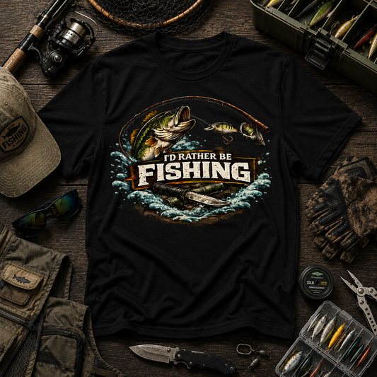 I'd Rather Be Fishing Cotton Tee