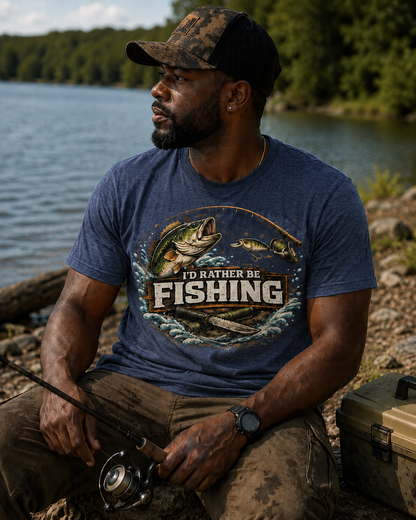 I'd Rather Be Fishing Cotton Tee