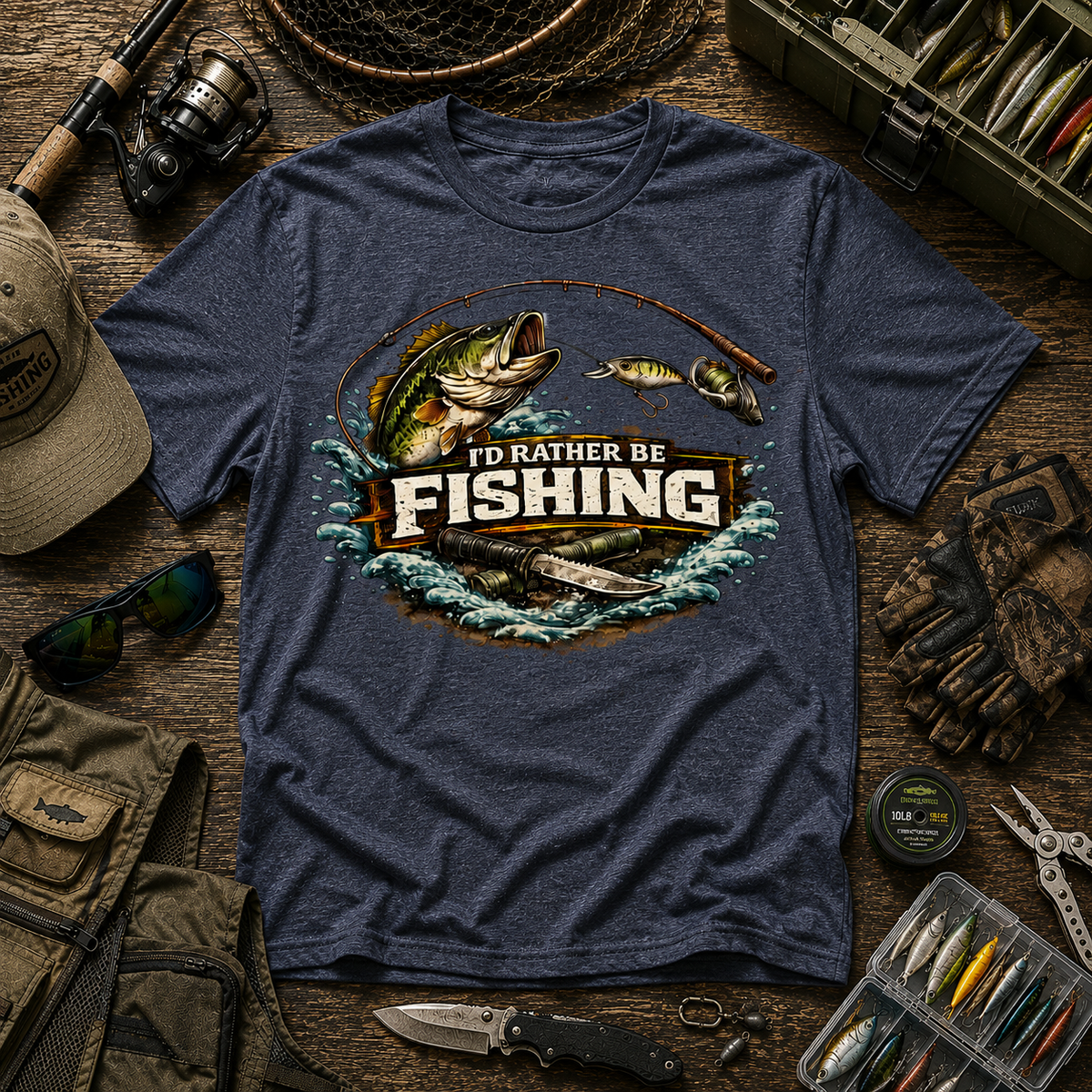 I'd Rather Be Fishing Cotton Tee