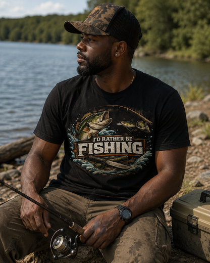 I'd Rather Be Fishing Cotton Tee