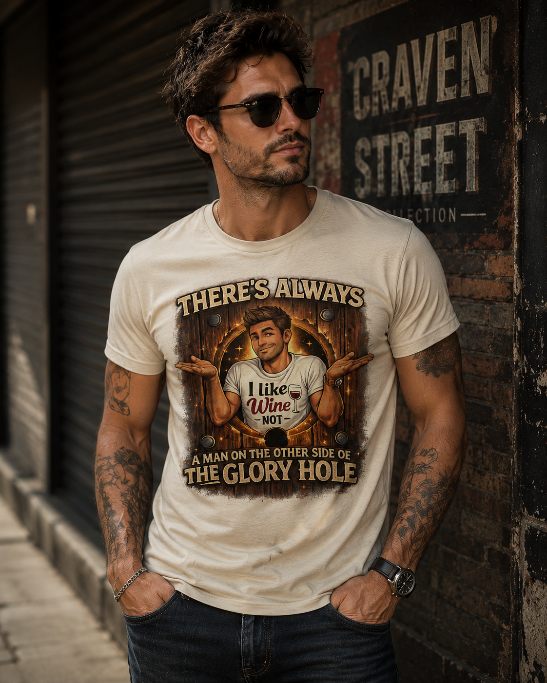 There's Always a Man on the Other side of the Glory Hole  Cotton Tee