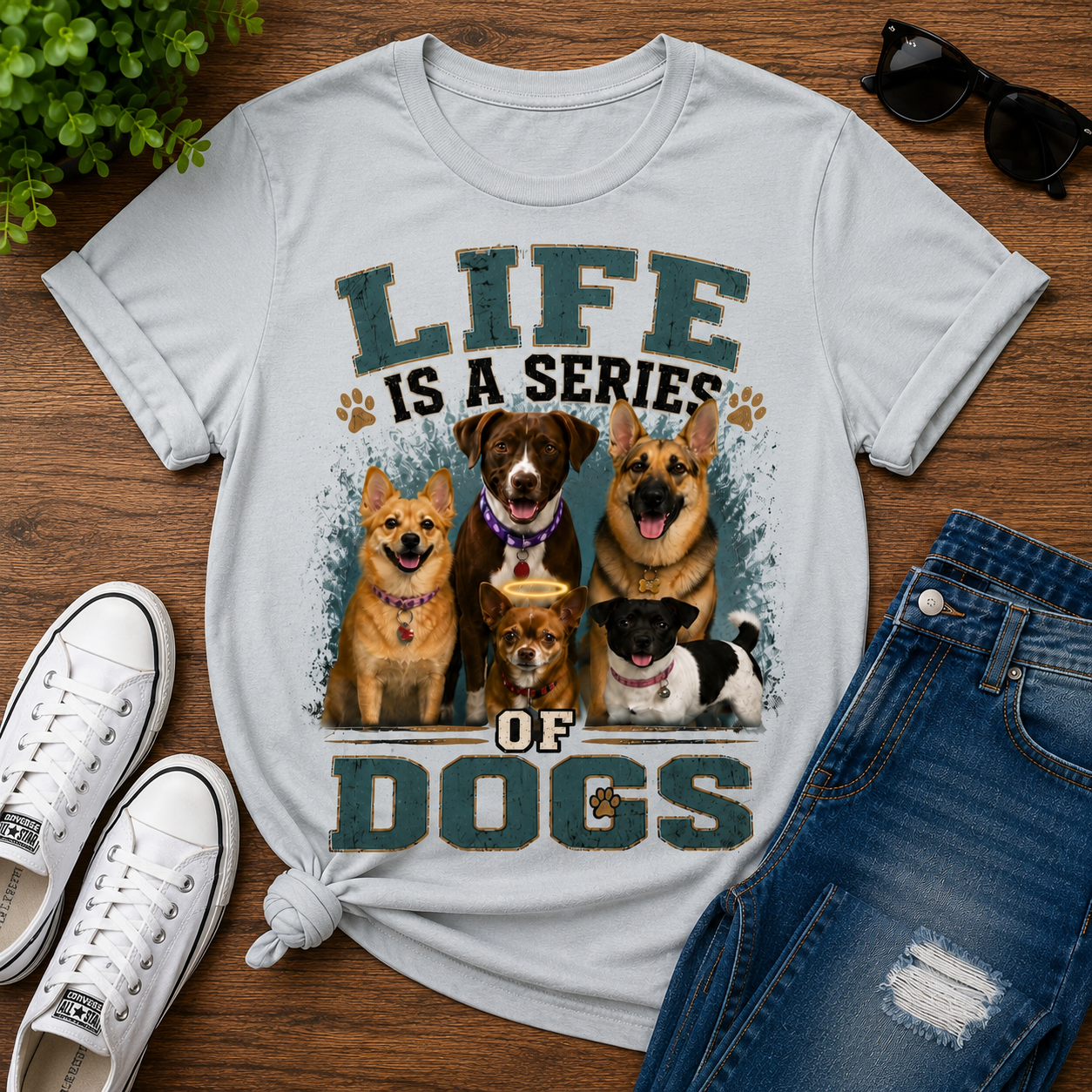 Life is a Series of Dogs Cotton Tee
