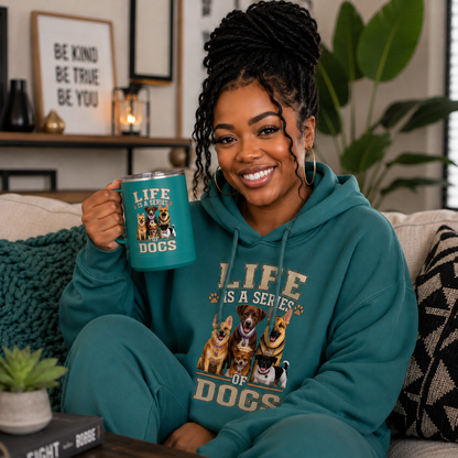 Life is a Series of Dogs 15oz Insulated Coffee Tumbler Mug