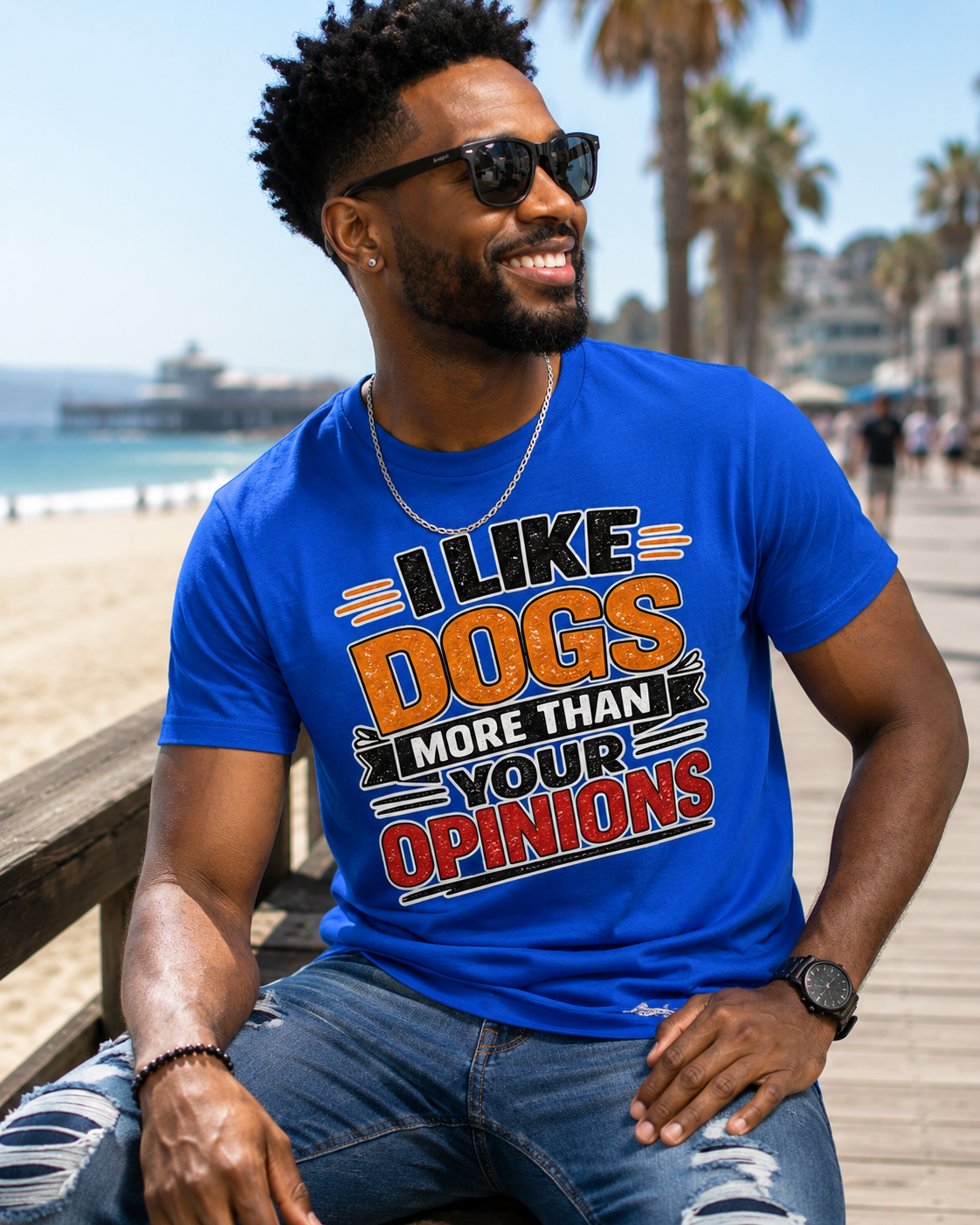 I Like Dogs More than your Opinions Message Tee