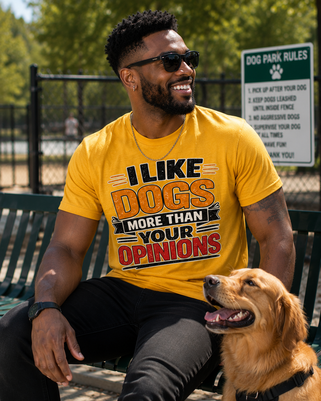 I Like Dogs More than your Opinions Message Tee