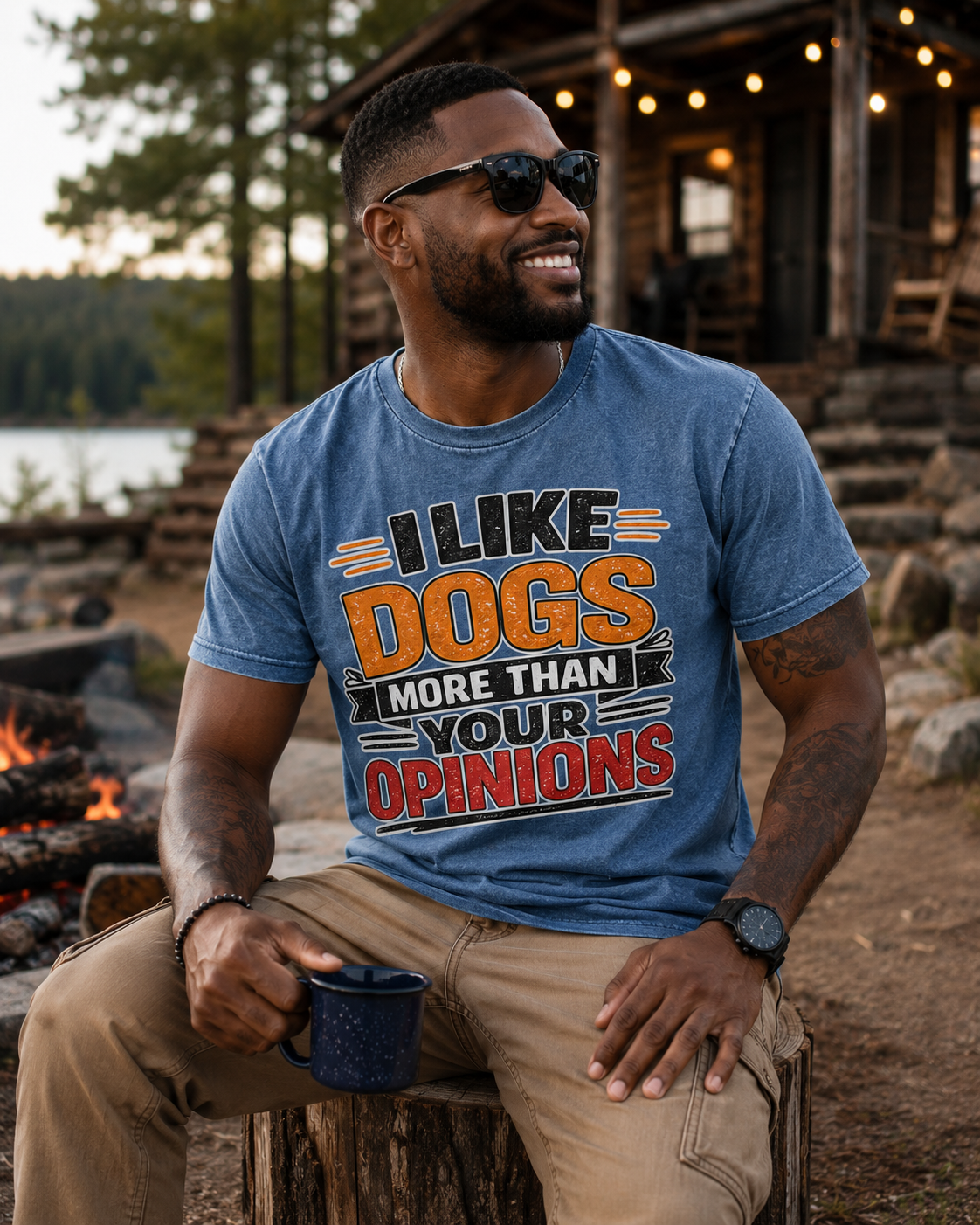 I Like Dogs More than your Opinions Message Tee