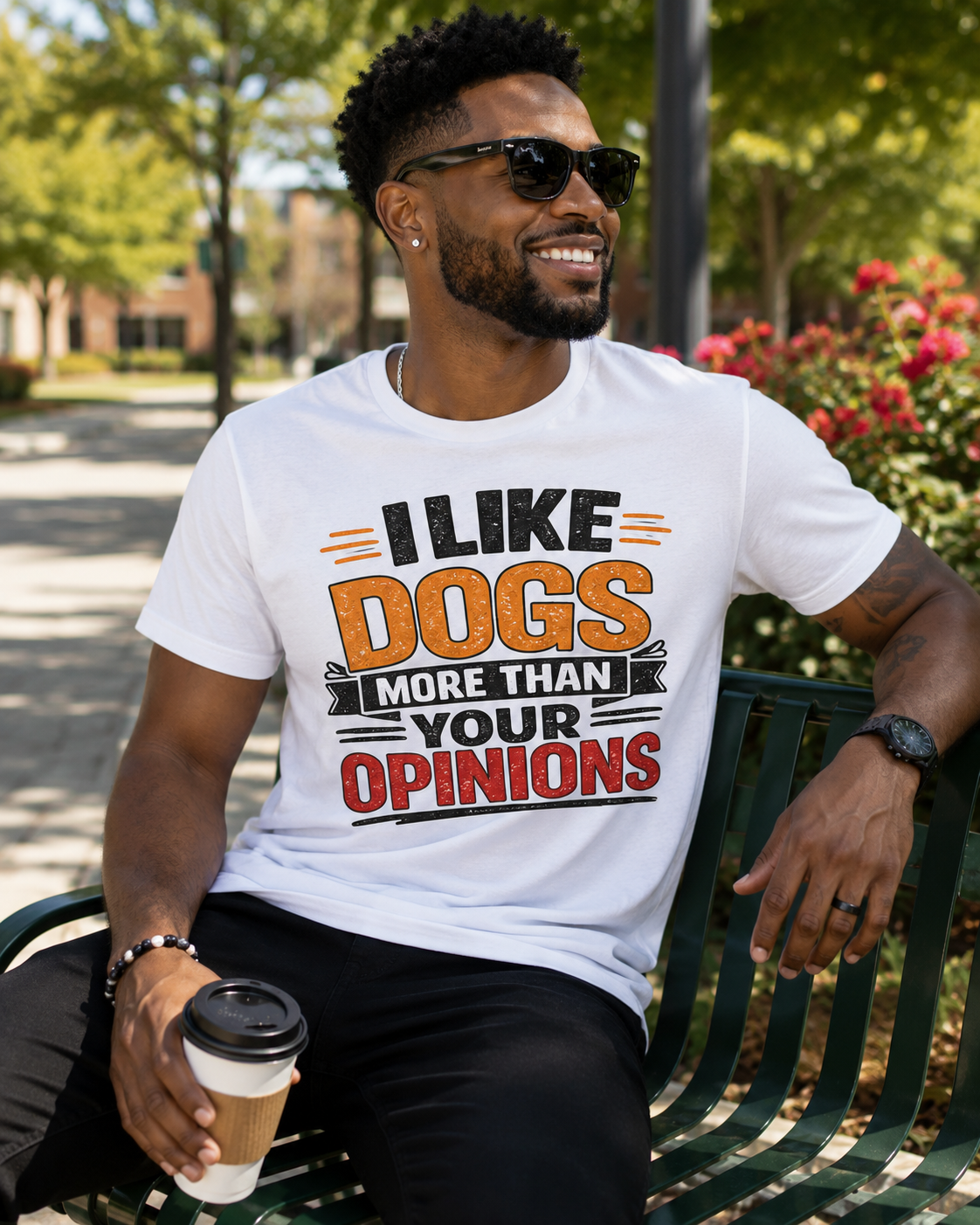 I Like Dogs More than your Opinions Message Tee