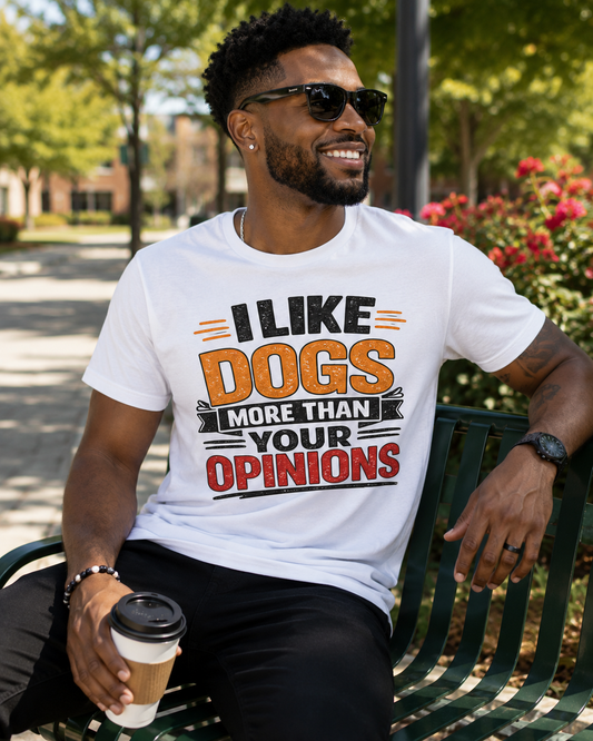 I Like Dogs More than your Opinions Message Tee