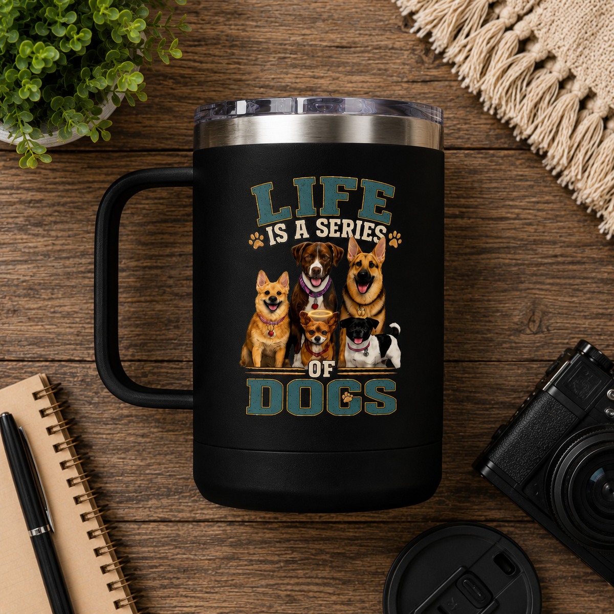 Life is a Series of Dogs 15oz Insulated Coffee Tumbler Mug