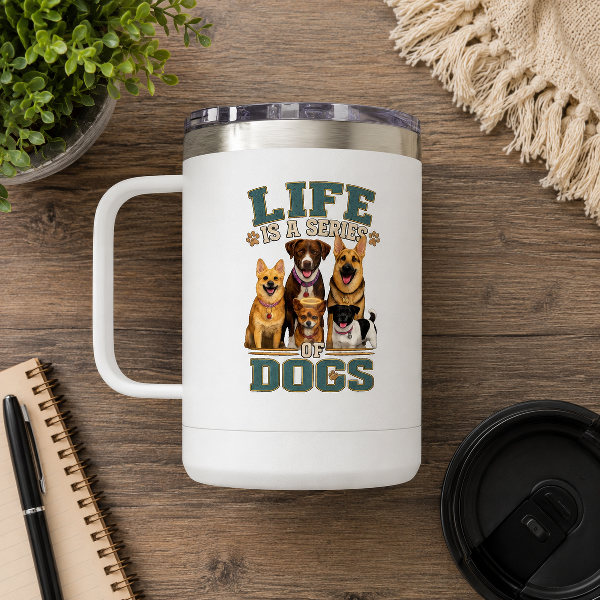 Life is a Series of Dogs 15oz Insulated Coffee Tumbler Mug