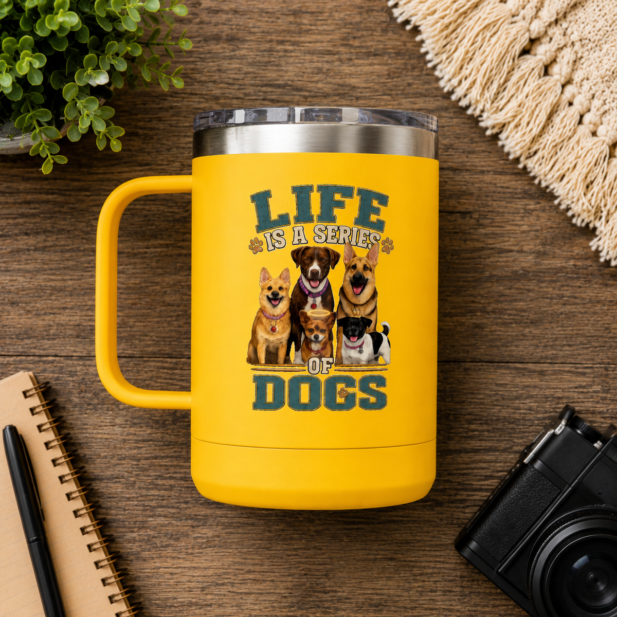 Life is a Series of Dogs 15oz Insulated Coffee Tumbler Mug