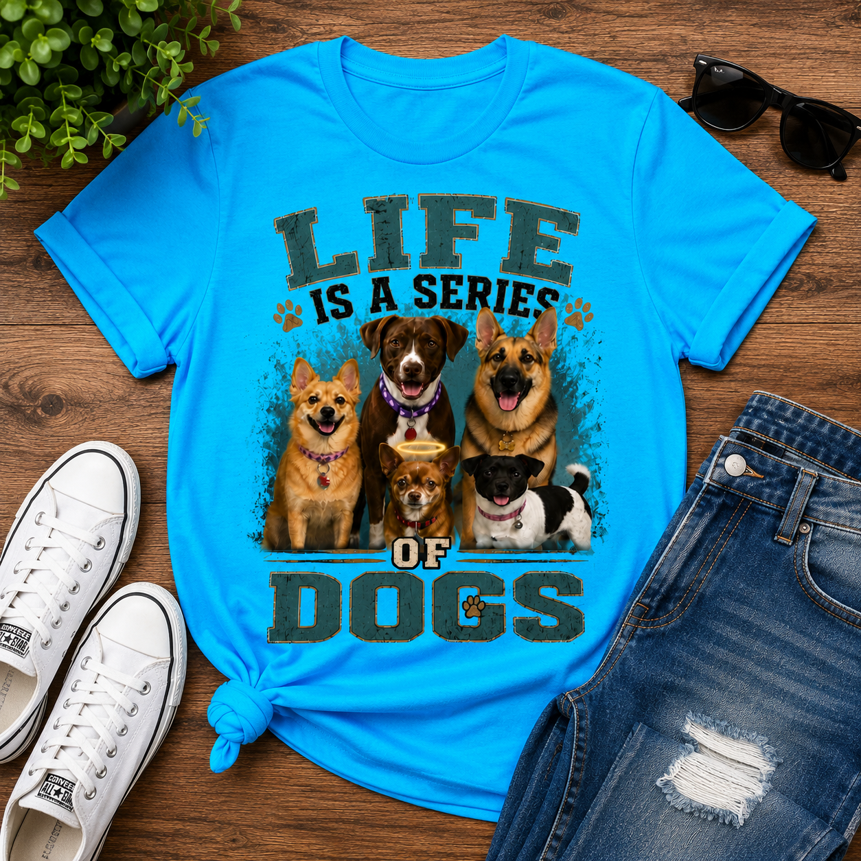 Life is a Series of Dogs Cotton Tee