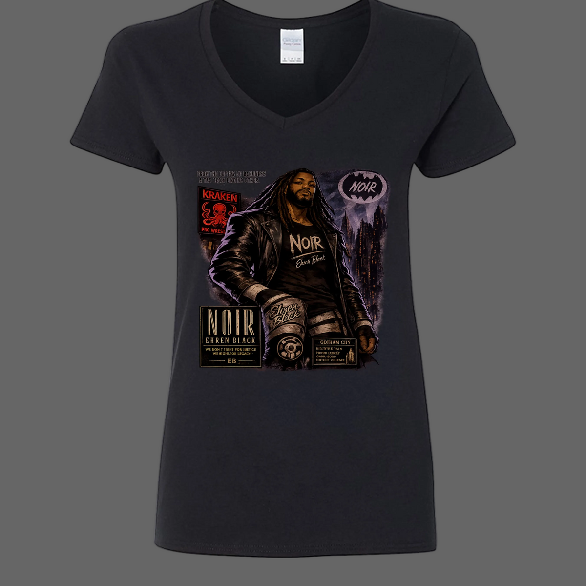 EB Noir V-Neck  Cotton Tee