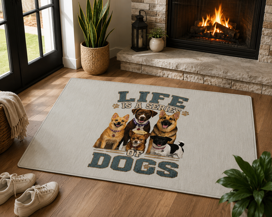 "Life Is A Series of Dogs"  Patio Mat