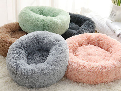 Round Plush Dog Bed for Small Dogs and Puppies