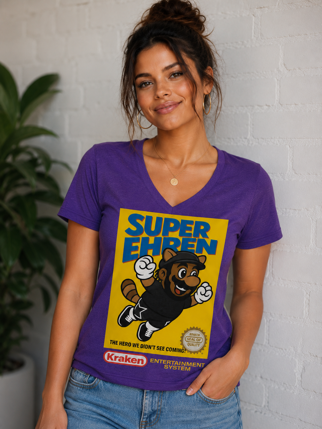 Super Ehr3n V-neck  Cotton Tee