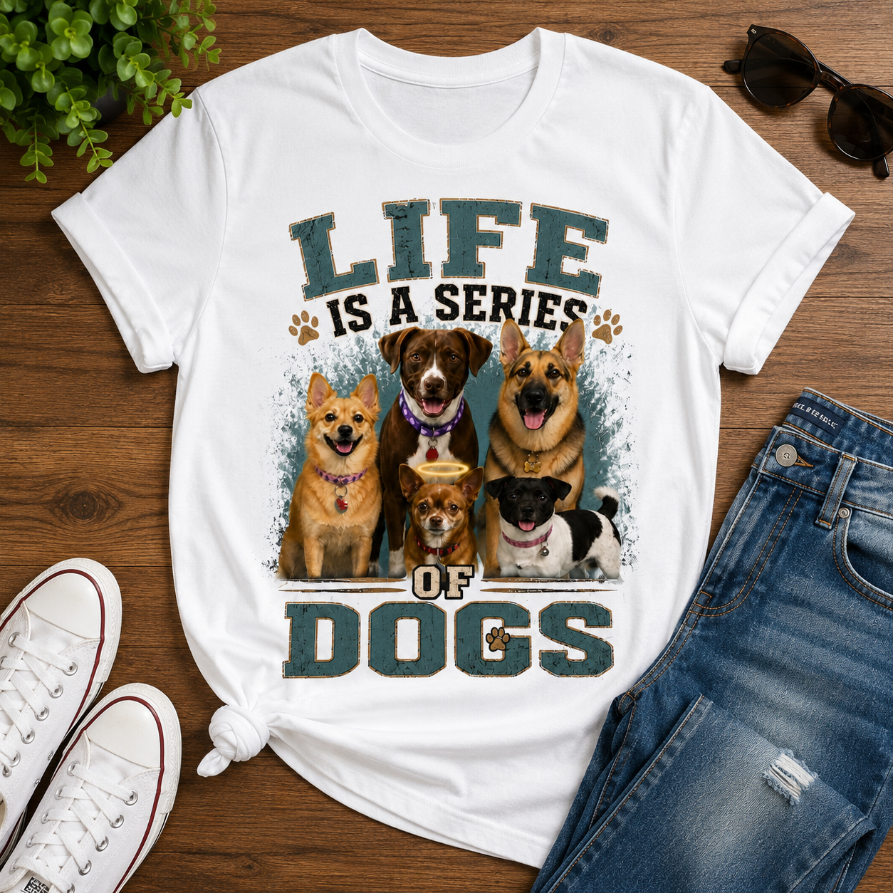 Life is a Series of Dogs Cotton Tee
